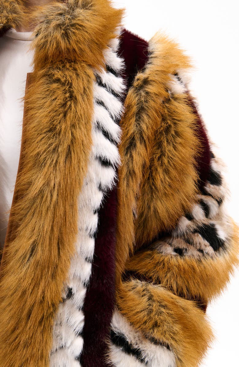 AZALEA WANG Mixed Faux Fur Coat, Alternate, color, Burgundy Multi