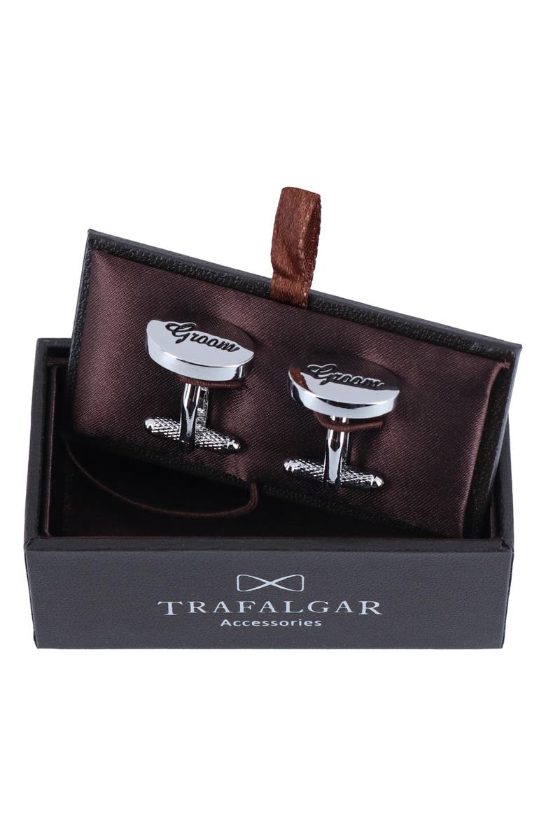 Trafalgar Groom Cuff Links, Alternate, color, Silver