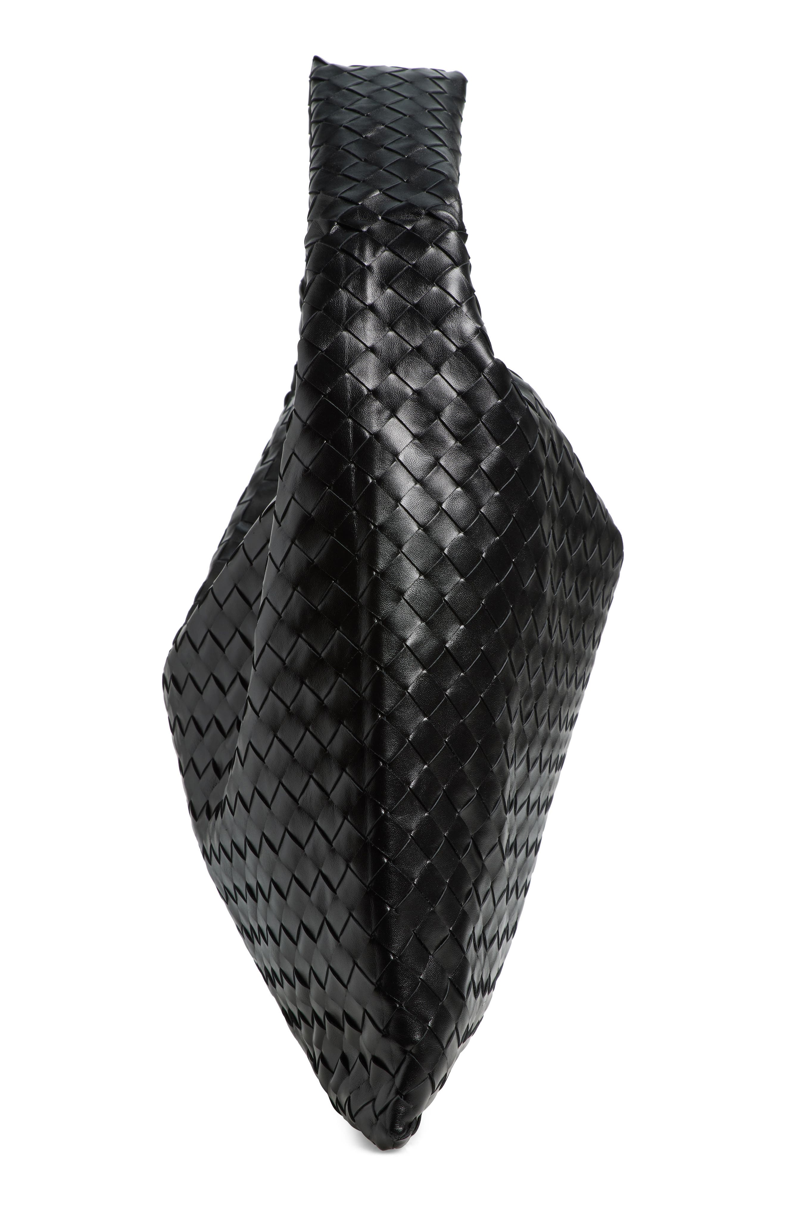 Bottega Veneta Large Hop Intrecciato Leather Hobo Bag, Alternate, color, 1019 Black-M Brass