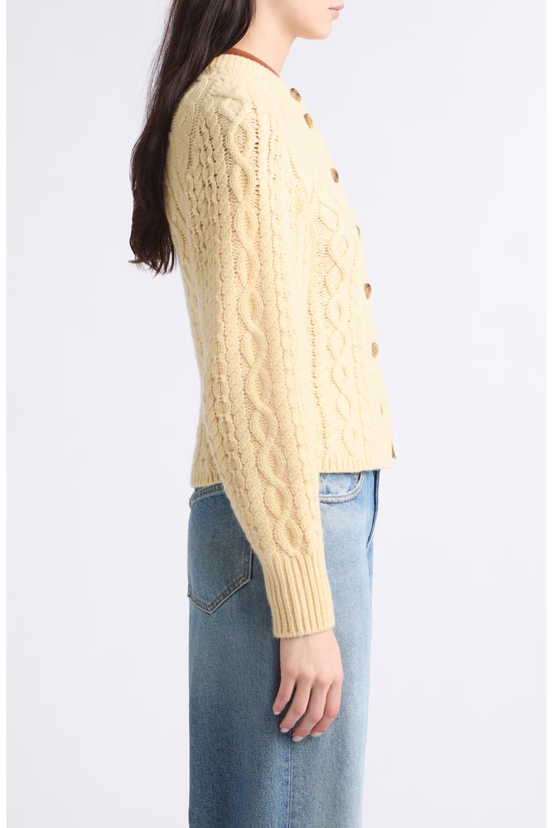 Cable Sculpted Cardigan, Alternate, color, BUTTER