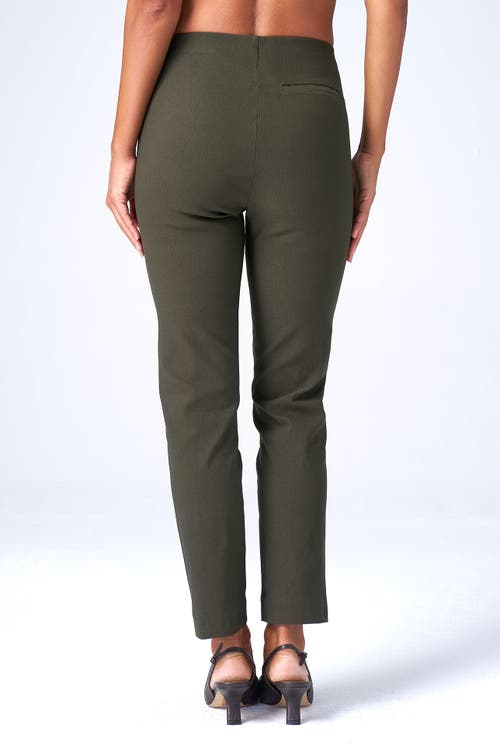 Franne Golde Slim Ankle Stretch Magic Pant In Olive