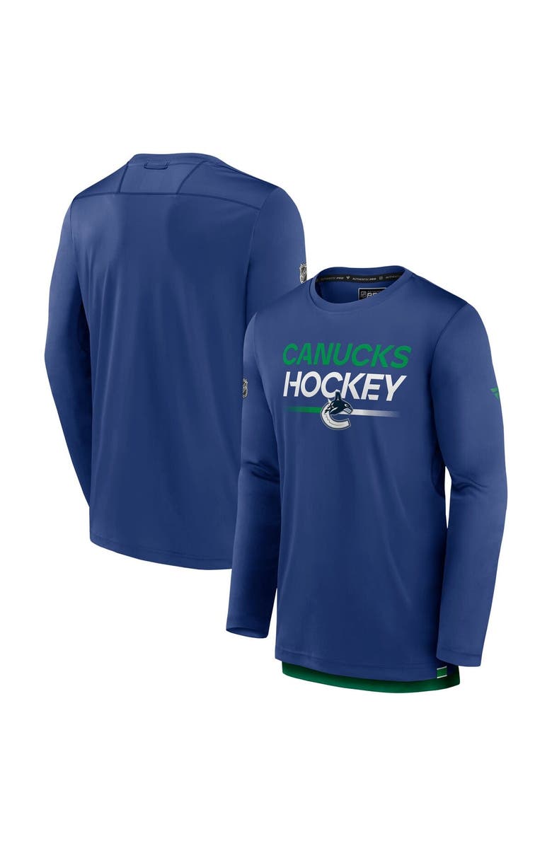 FANATICS Men's Fanatics Blue Vancouver Canucks Authentic Pro Tech Long Sleeve T-Shirt, Main, color, 