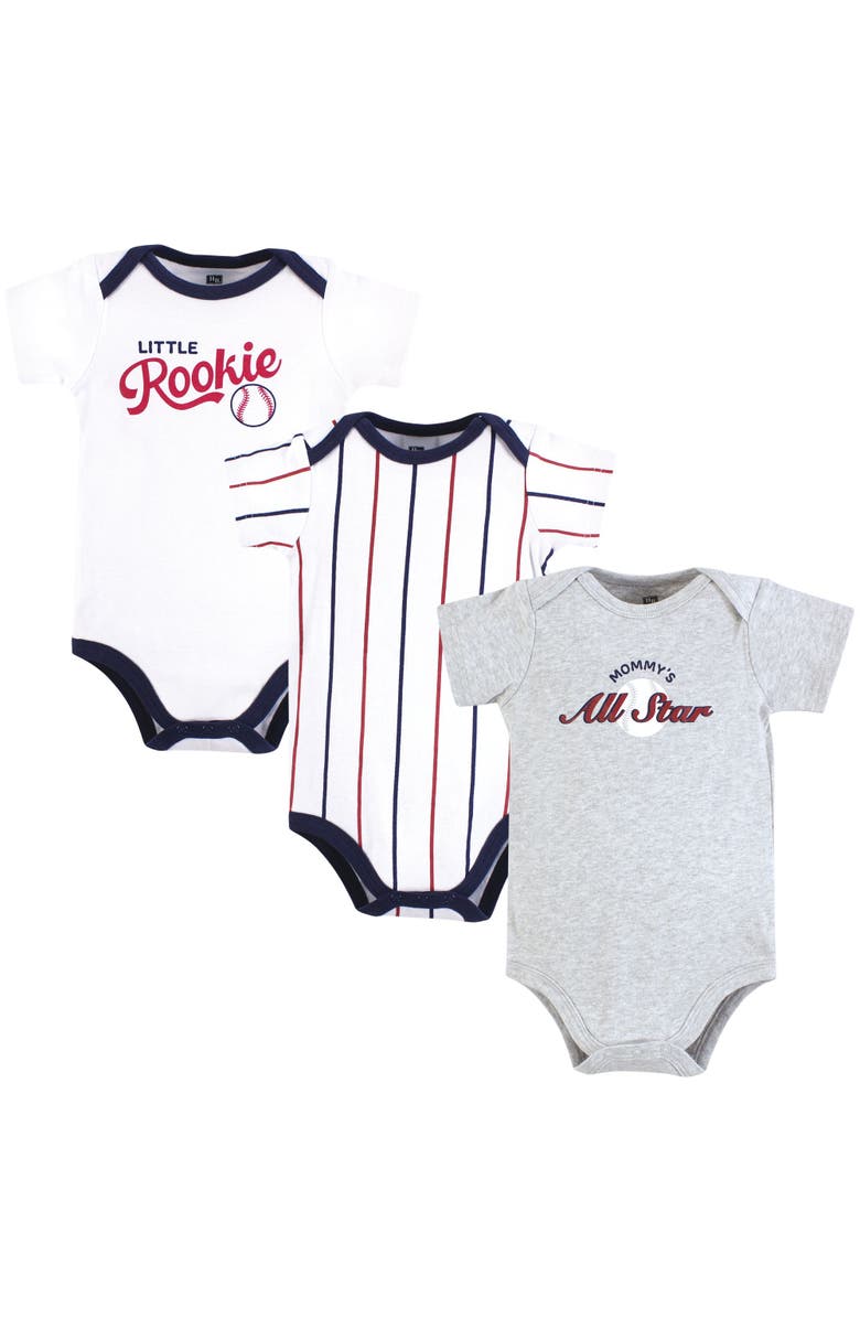 Hudson Baby Little Soft Cotton All-in-One Outfits, Set of 3, Main, color, Mommy's All Star