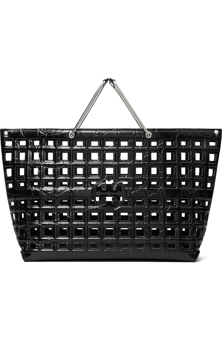 Tory Burch Ella Croc Embossed Leather Shopping Basket Tote, Main, color,