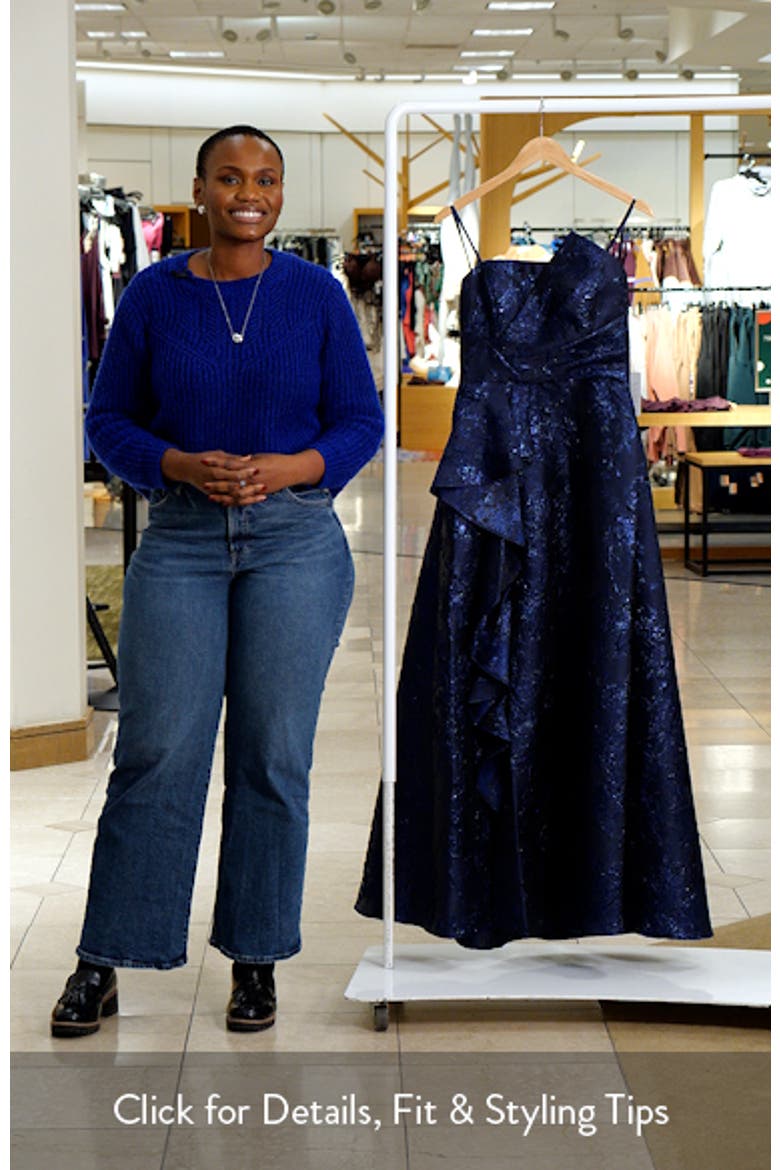 Metallic Brocade Asymmetric Strapless Gown video