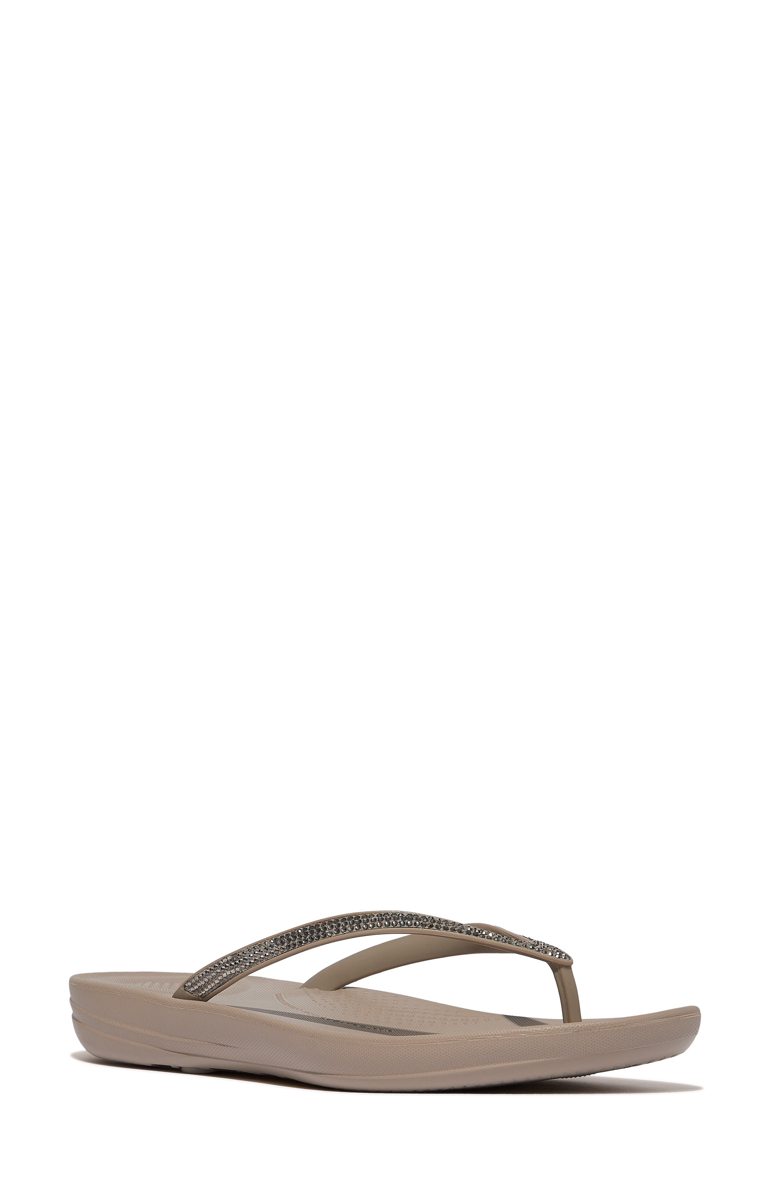 iQushion Ombré Sparkle Flip Flop, Main, color, ON TAUPE/ PEWTER