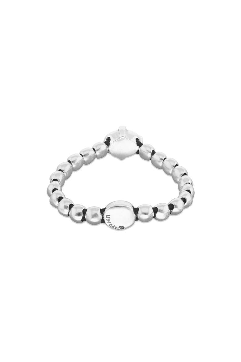 Sterling Silver Plated Ball Elastic Bracelet with Blue Faceted Crystal, Alternate, color, Silver