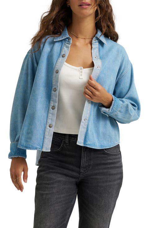 Drapey Contrast Wash Snap-Up Shirt