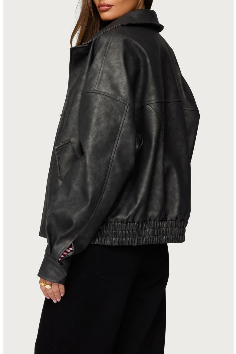 Mori Oversize Faux Leather Jacket, Alternate, color, GRAY