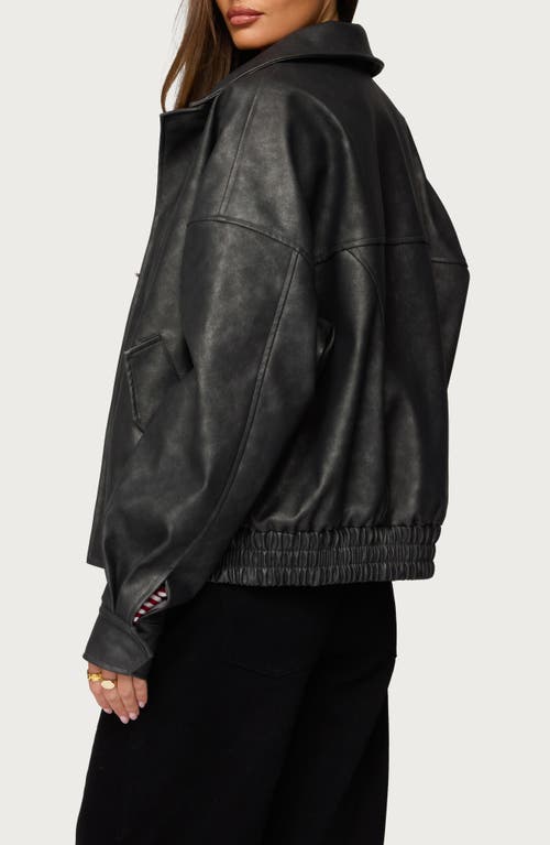 Edikted Mori Oversize Faux Leather Jacket In Black