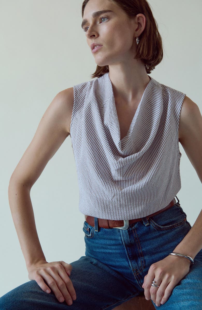 Nation LTD Cille Cowl Neck Tank, Alternate, color, Praline Stripe