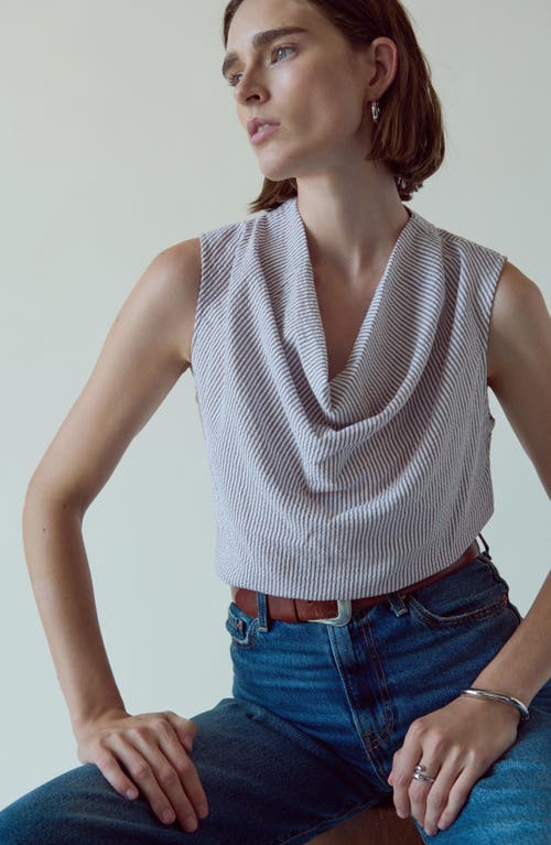 Shop Nation Ltd Cille Cowl Neck Tank In Praline Stripe