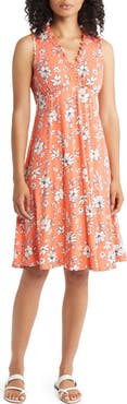 Loveappella Floral Print Ruffle Empire Waist Dress