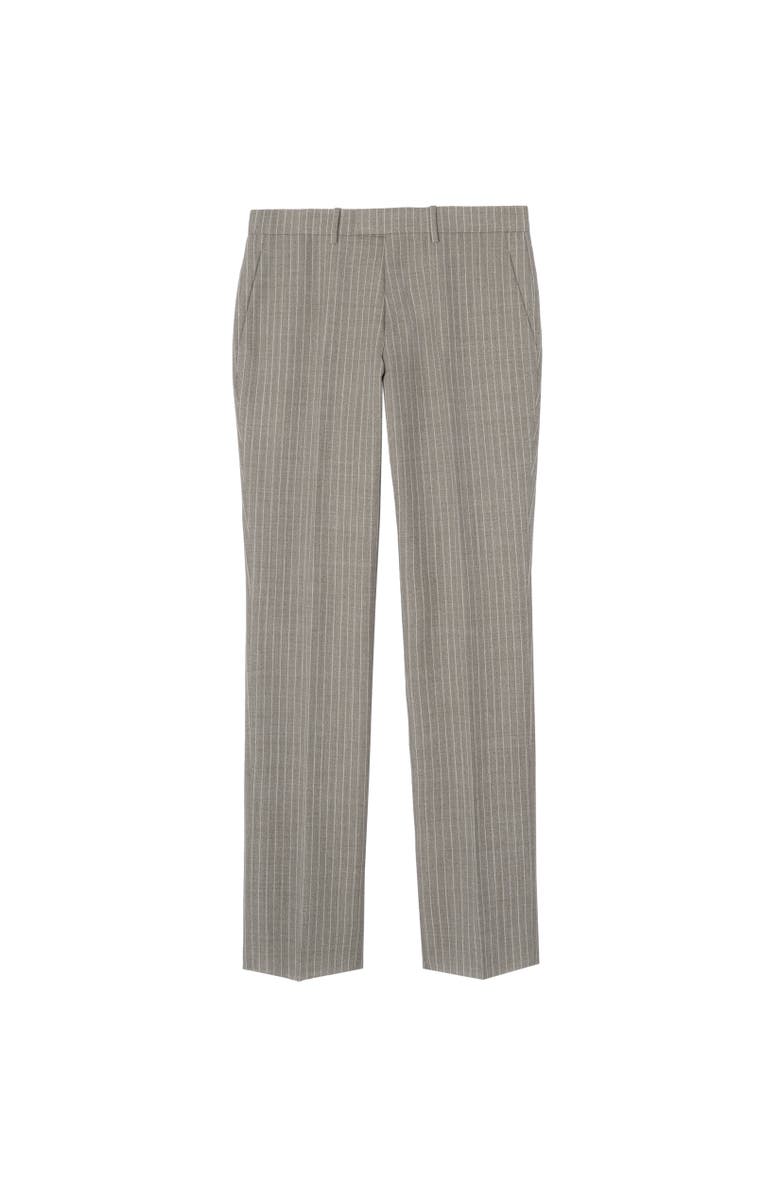 Burberry Pinstriped Wool Sloane Tailored Trousers, Alternate, color, Soil Brown/Cotton White
