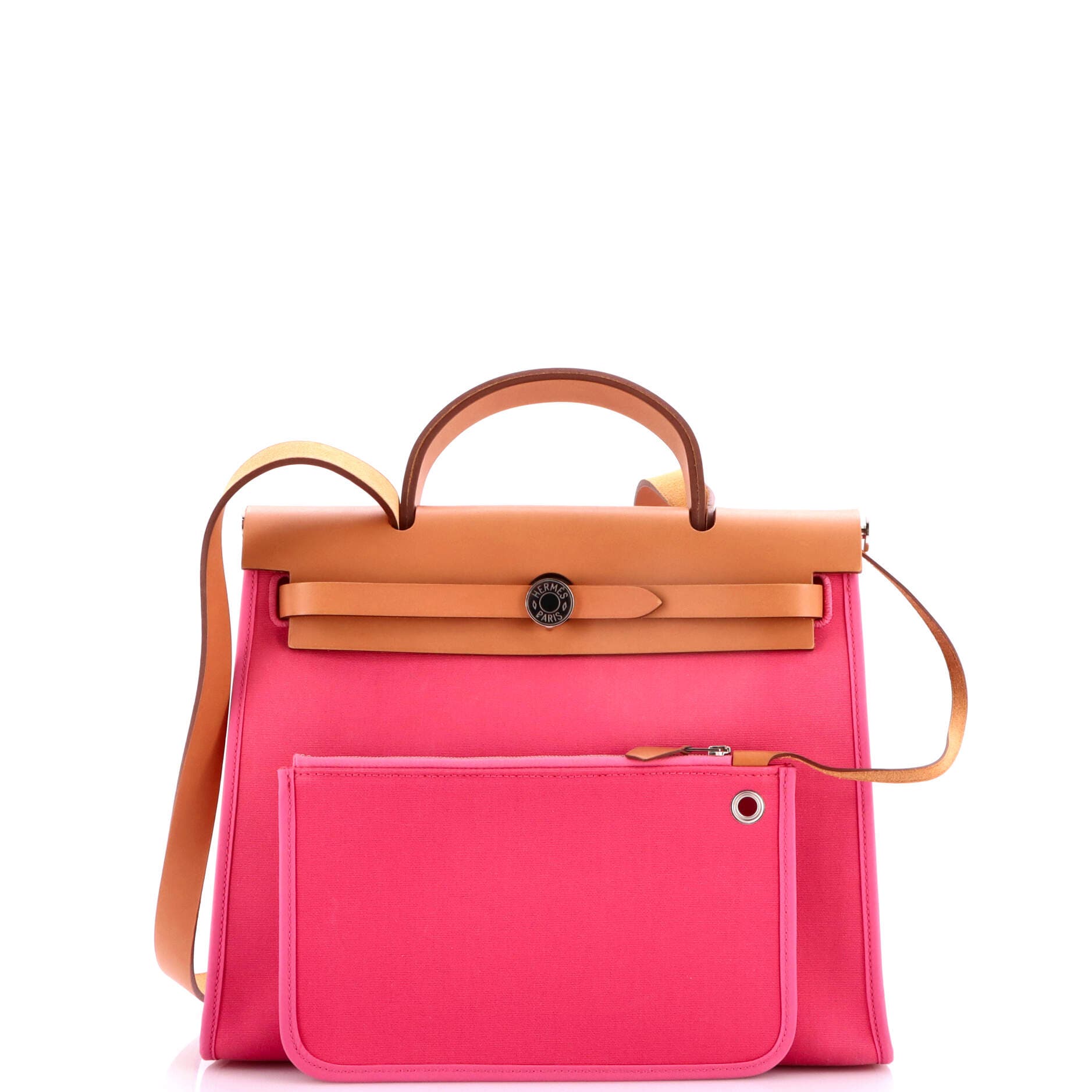 Pre-Owned Hermes Herbag Zip Leather and Toile 31, Alternate, color, Fuchsia