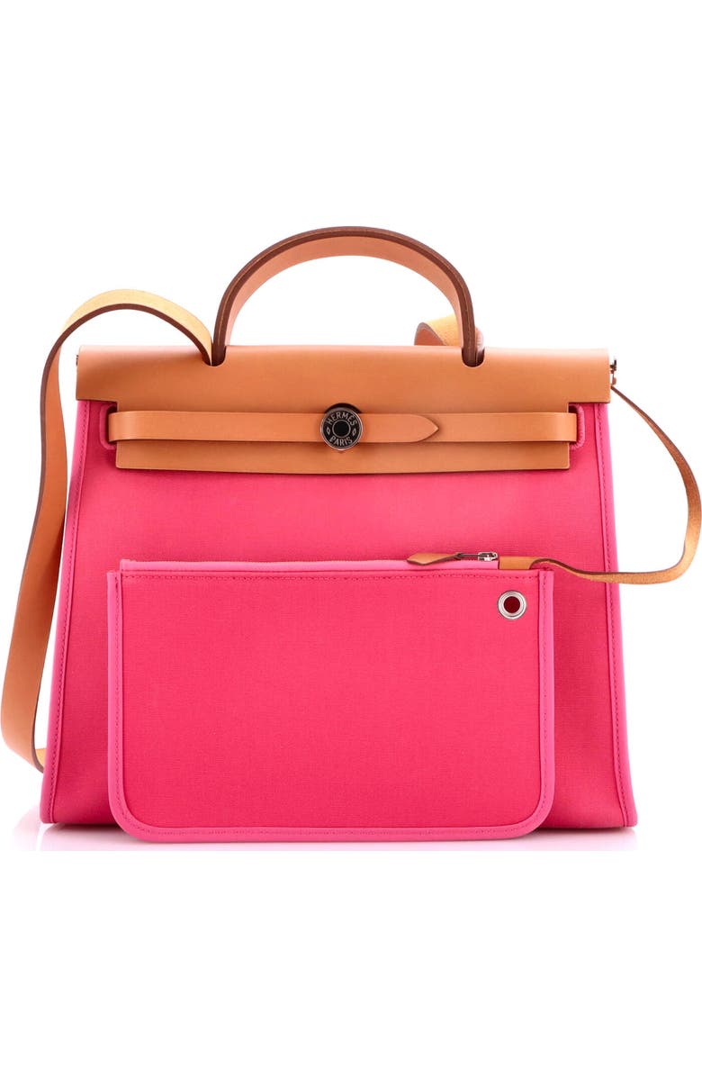 Pre-Owned Hermes Herbag Zip Leather and Toile 31, Alternate, color, Fuchsia