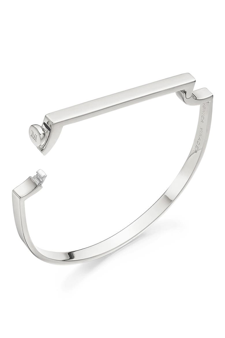 Signature Large Bar Bangle Bracelet, Alternate, color, SILVER