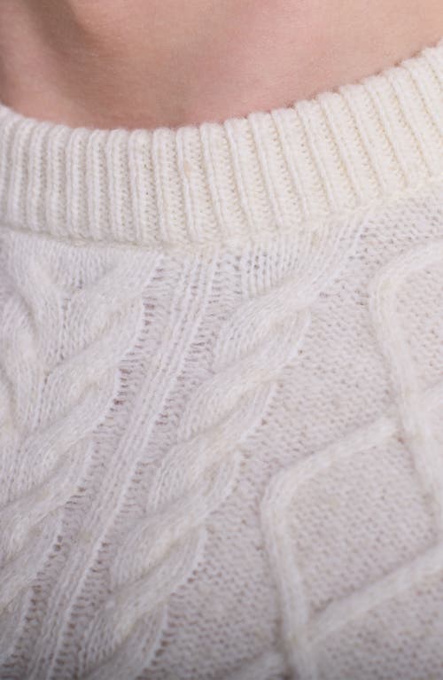 Bugatchi Cable Stitch Crewneck Wool Blend Sweater In Neutral