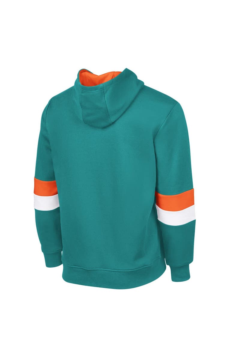 G-III SPORTS BY CARL BANKS Men's G-III Sports by Carl Banks Aqua/Orange Miami Dolphins Adaptive Faceoff Pullover Hoodie, Alternate, color, Aqua