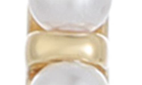 Ettika Faux Pearl Half Hoop Earrings In Gold