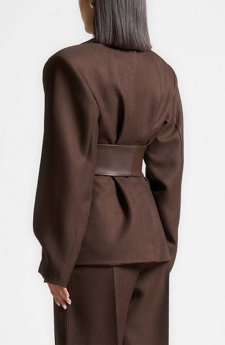 Manière De Voir Marie Twist Sleeve Tailored Blazer with Belt, Alternate, color, Brown