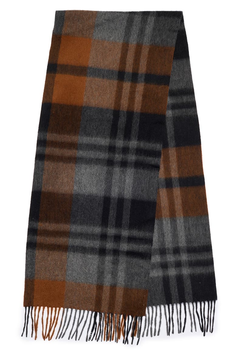 Men's Cashmere Fringe Scarf, Alternate, color, BROWN EXPLODED PLAID