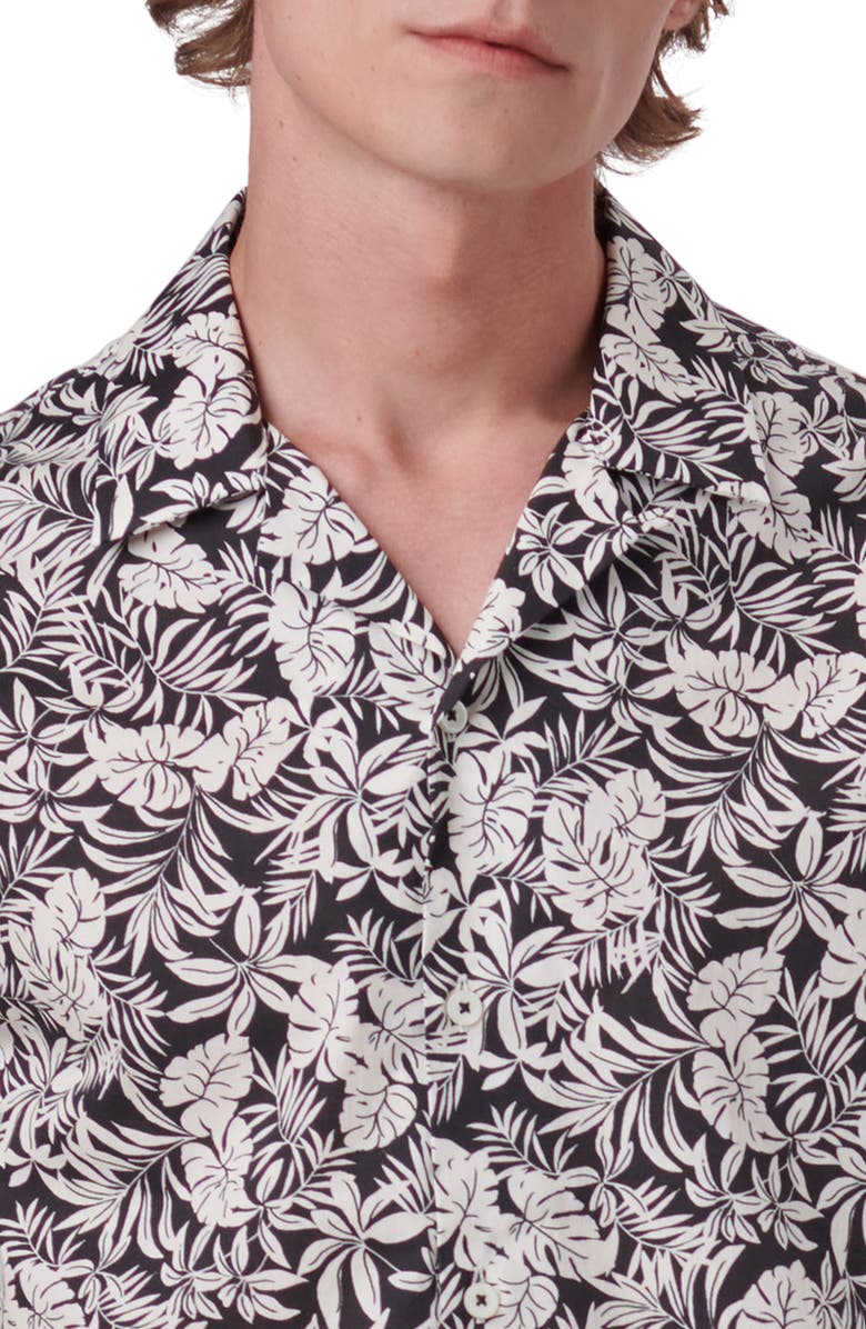 Bugatchi Shaped Fit Print Stretch Cotton Short Sleeve Button-Up Shirt, Alternate, color,