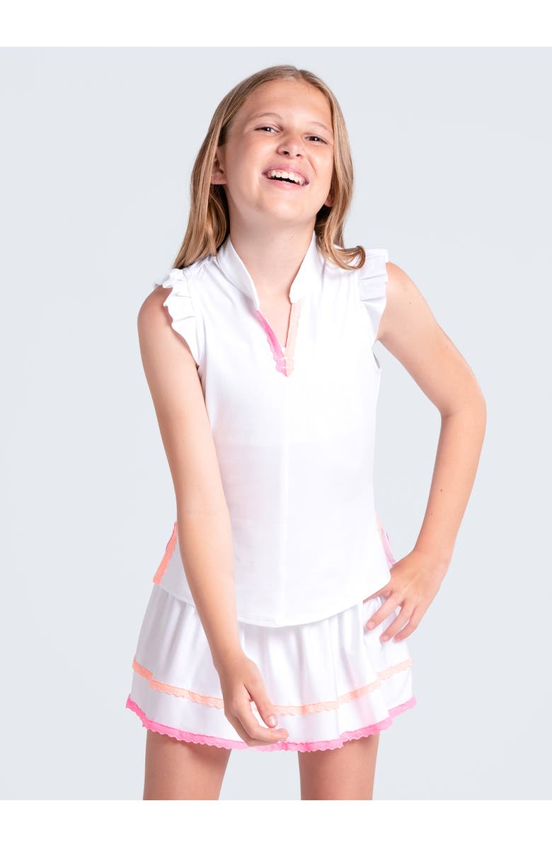 Lucky in Love Girls Lace Frill Tank, Main, color, White