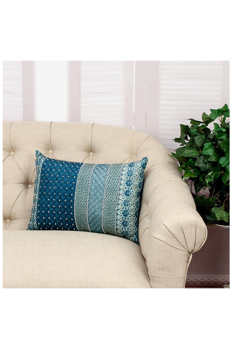 Petunia Tapestry Throw Pillow, Alternate, color, GREEN