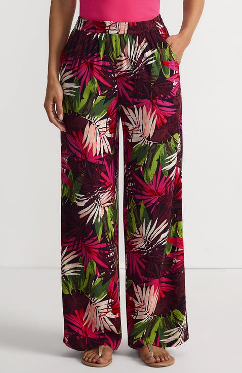 Rayon High Rise Wide Leg Pants - Set Bottom