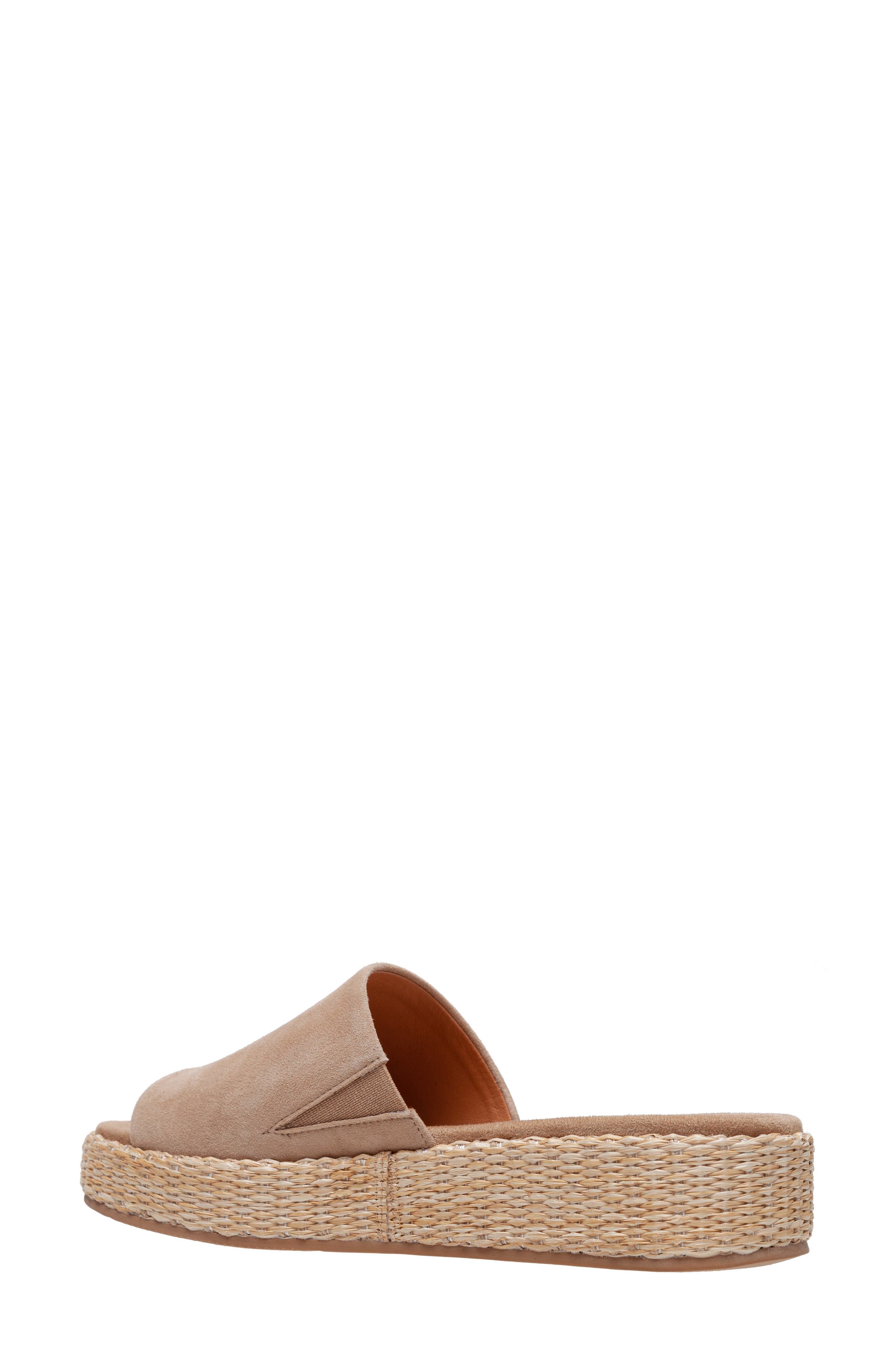 Smile Platform Slide Sandal, Alternate, color, TAN CAMEL RAFFIA