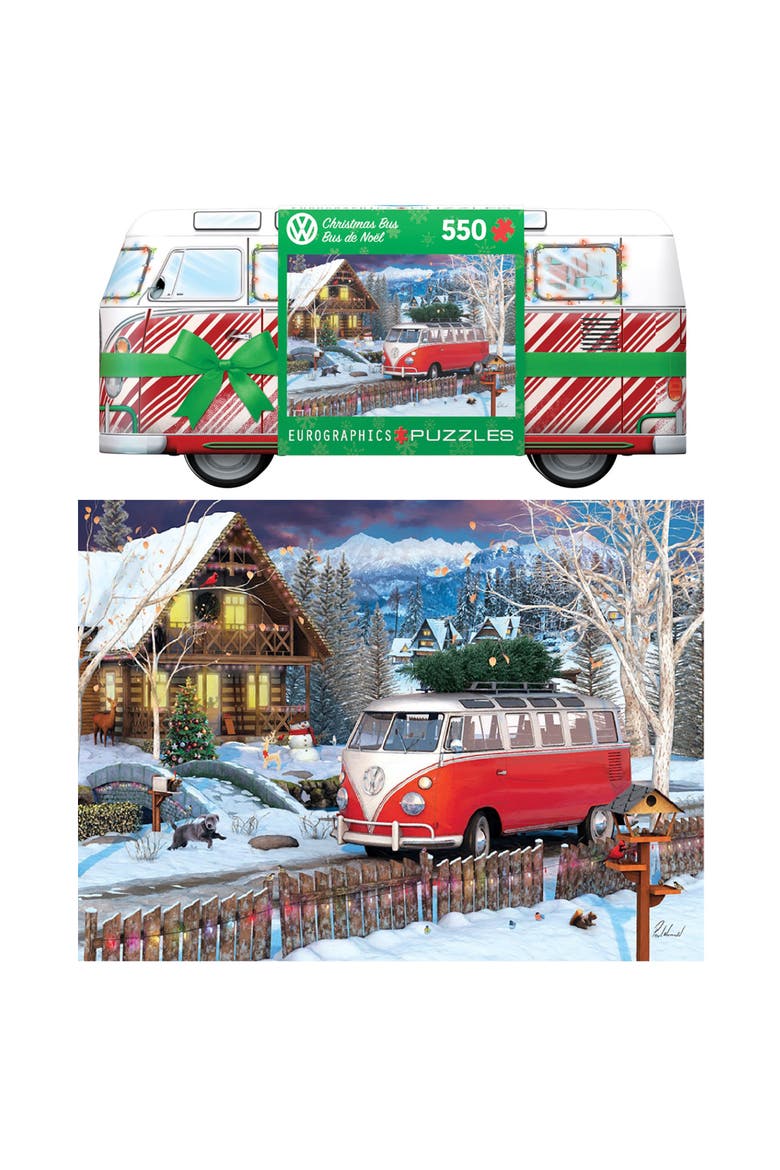 Puzzle Tin Christmas Bus 550 Piece, Alternate, color, Multicolored