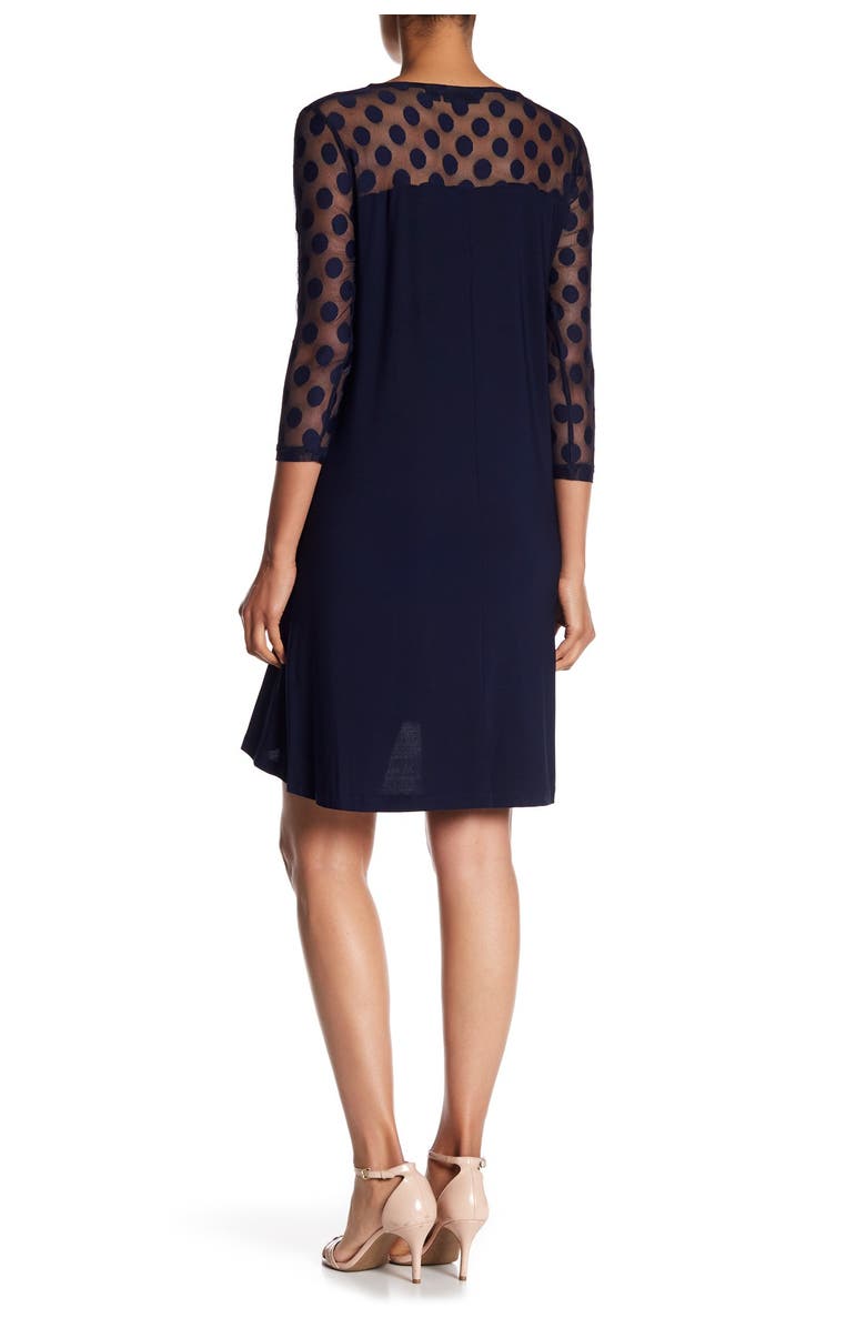 Nina Leonard Illusion High-Low Swing Dress, Alternate, color, Navy