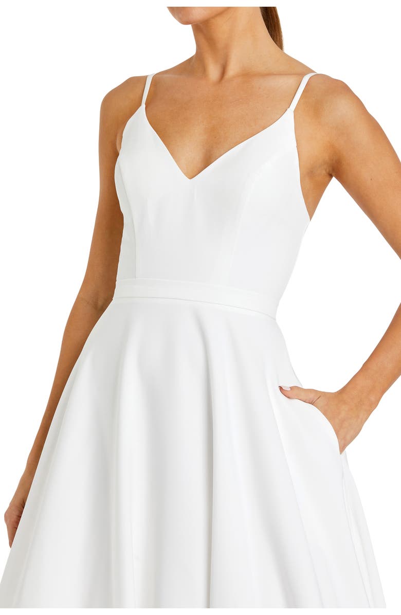 Mac Duggal Petite V-Neck Ball Gown with Belted A-Line Skirt, Alternate, color, White