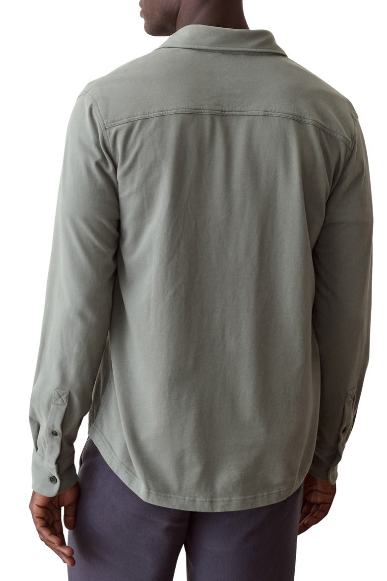 Luxe Jersey Long Sleeve Organic Cotton Button-Up Shirt, Alternate, color, AGAVE GREEN