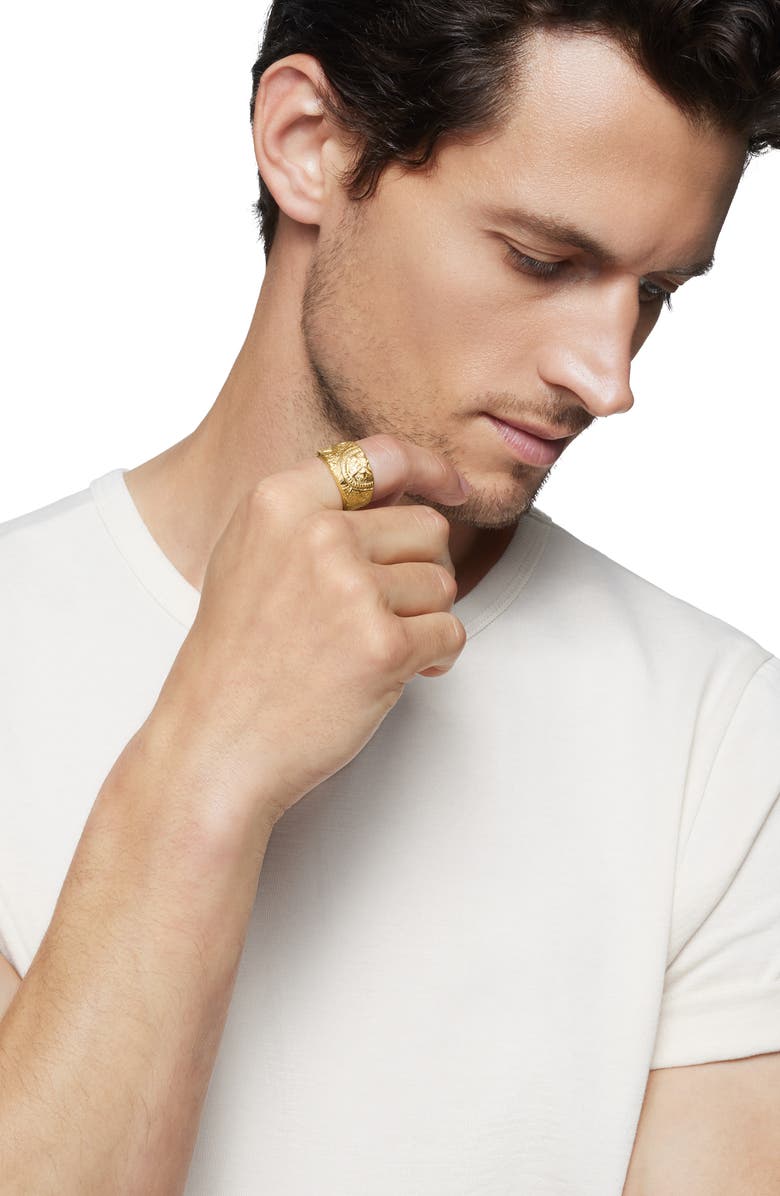 David Yurman Men's Shipwreck Cigar Band Ring in 18K Yellow Gold, 15mm, Alternate, color,