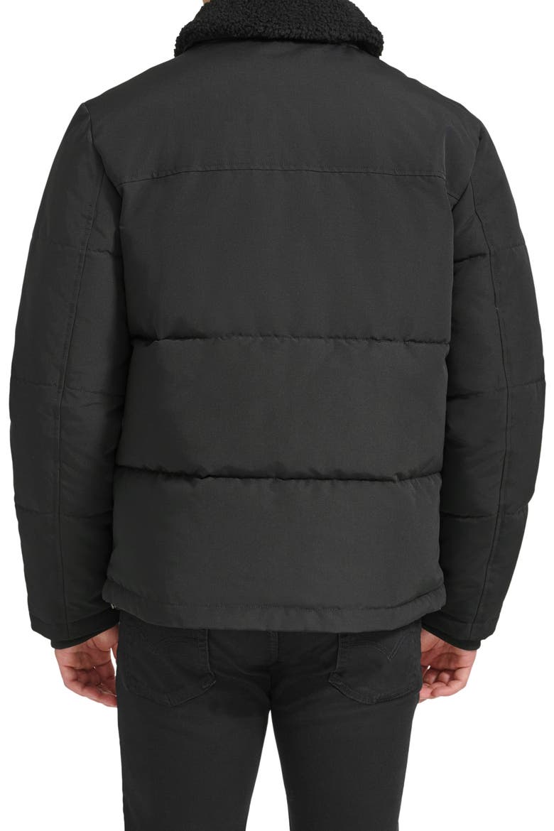 Quilted Jacket with Faux Shearling Collar, Alternate, color, BLACK