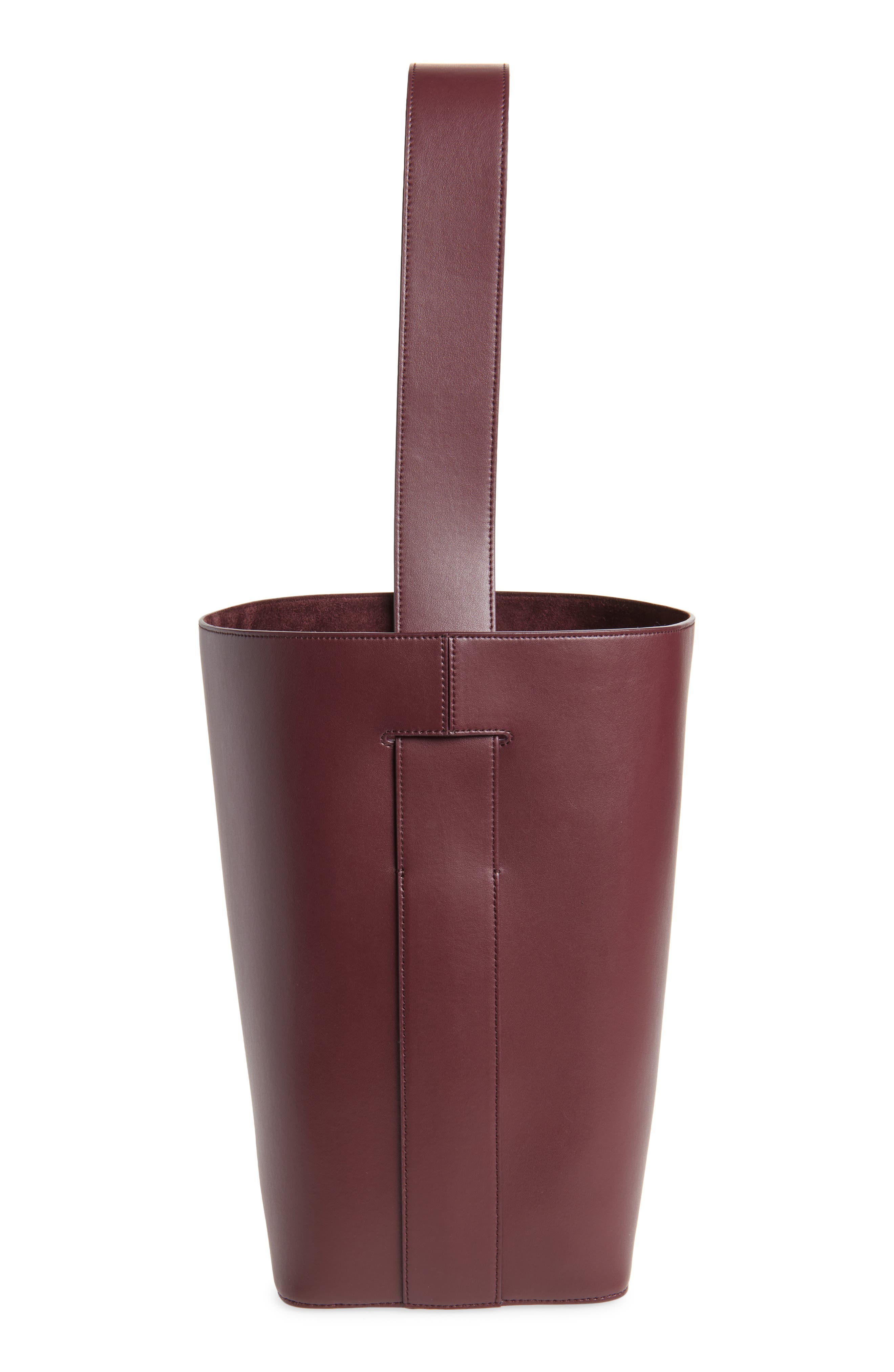 Victoria Beckham Dia Leather Bucket Bag, Alternate, color, Burgundy