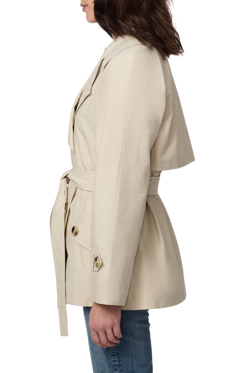 Bernardo Short Belted Trench Coat, Alternate, color, Bone Cloud