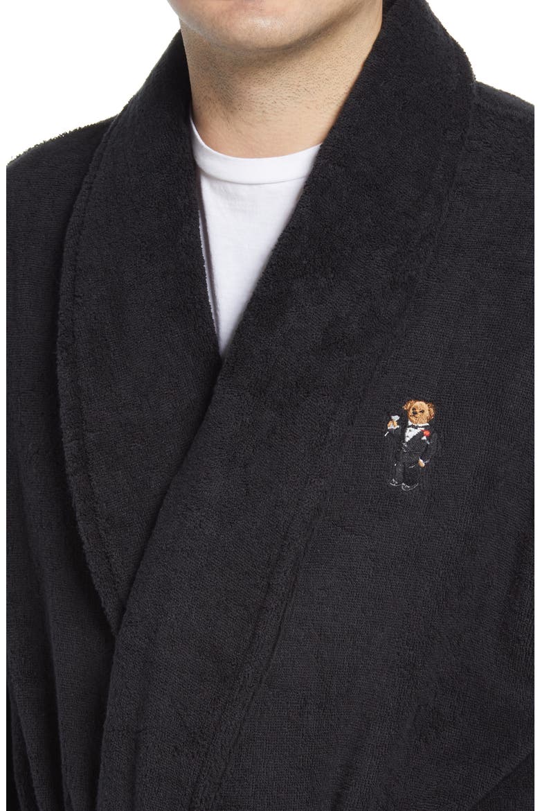 Martini Bear Men's Robe, Alternate, color, BLACK