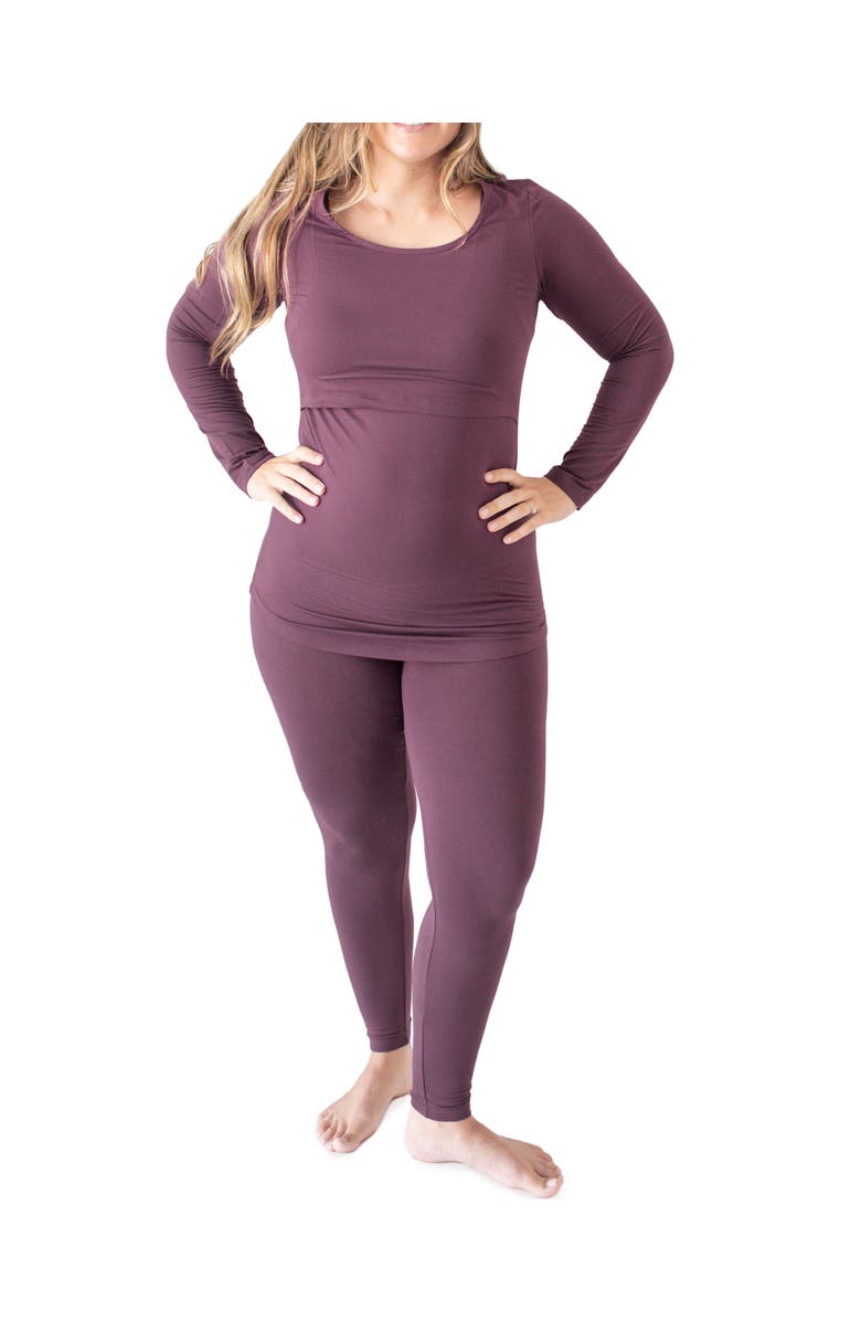 Kindred Bravely Jane Nursing Pajama Set, Main, color, Burgundy Plum