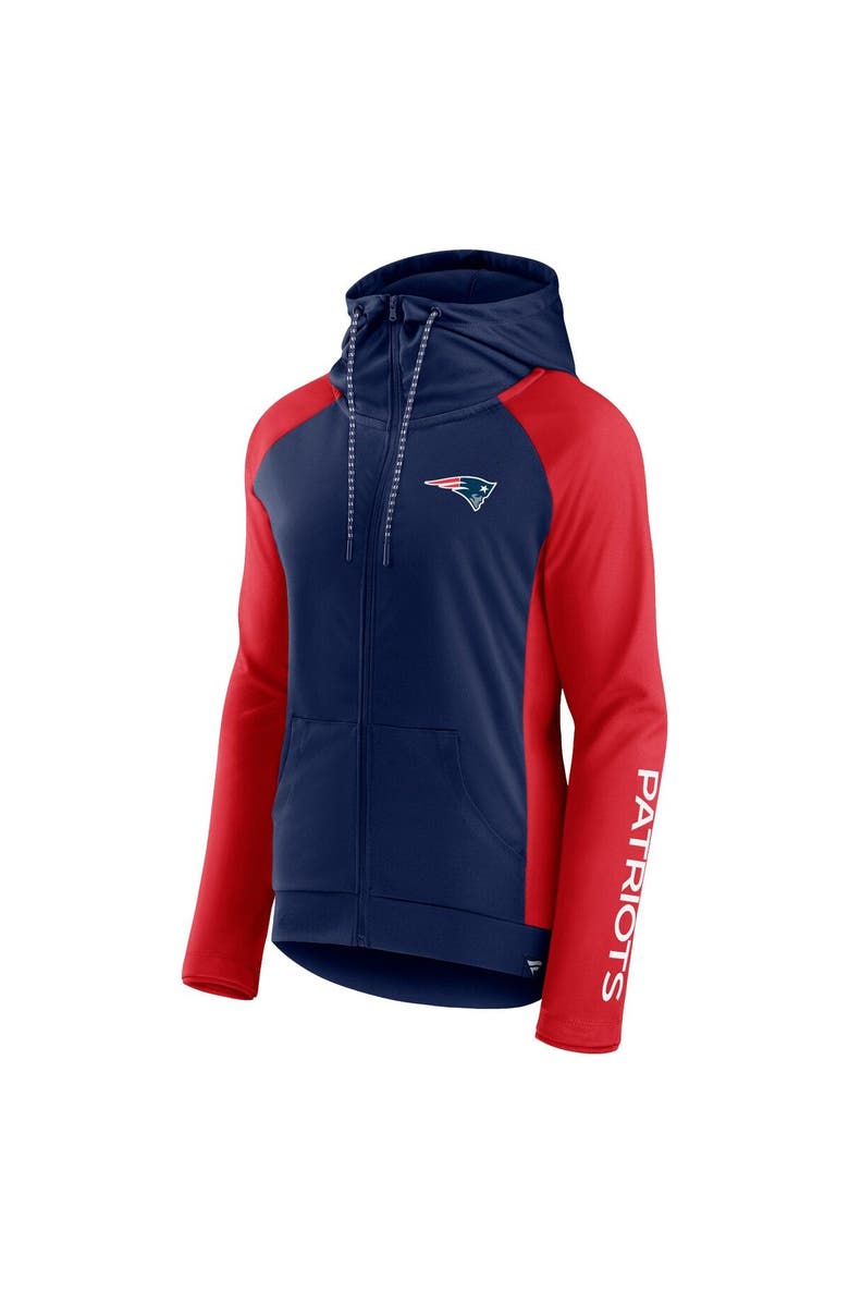 FANATICS Women's Fanatics Branded Navy/Red New England Patriots End Around Lightweight Raglan Full-Zip Hoodie Jacket, Alternate, color, Navy