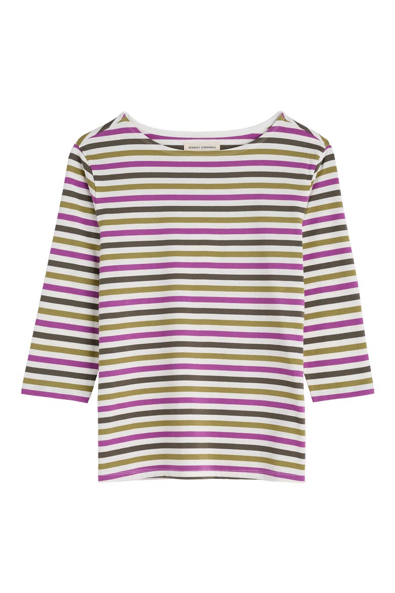 Sailor Stripe Organic Cotton Top, Alternate, color, TRI MINI CORNISH FEN