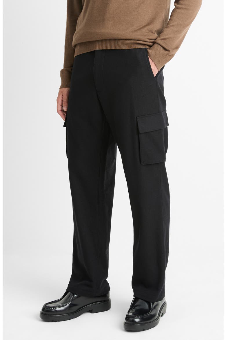 Wool Blend Flannel Cargo Pants, Alternate, color, BLACK