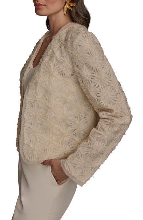 Donna Karan New York Novelty Embroidered Floral Open Front Jacket In Neutral