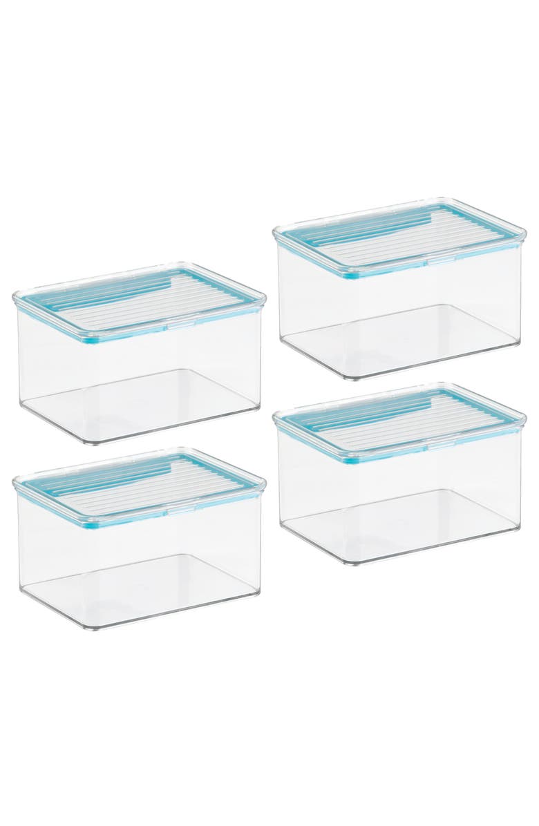 iDesign Small Food Storage Box with Airtight Seal - Set of 4 - Clear, Main, color, Clear