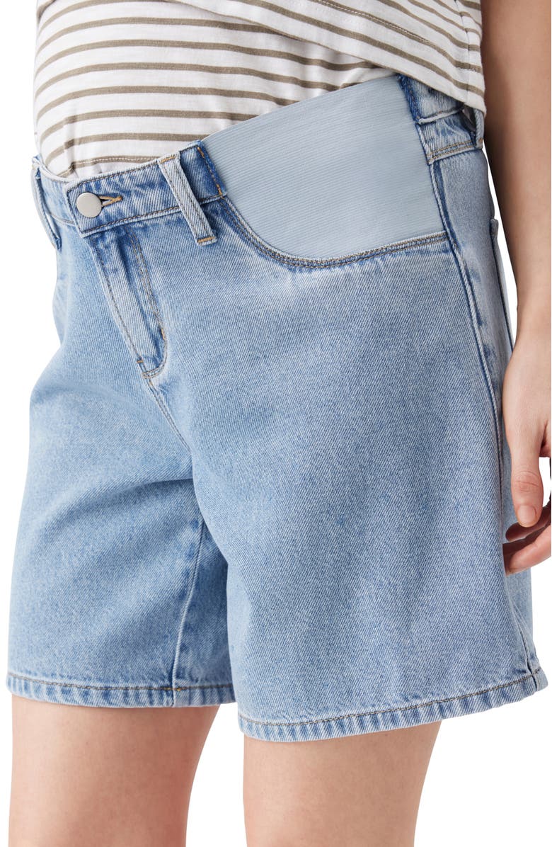 Ripe Maternity Dion Maternity Denim Shorts, Alternate, color, True Fade