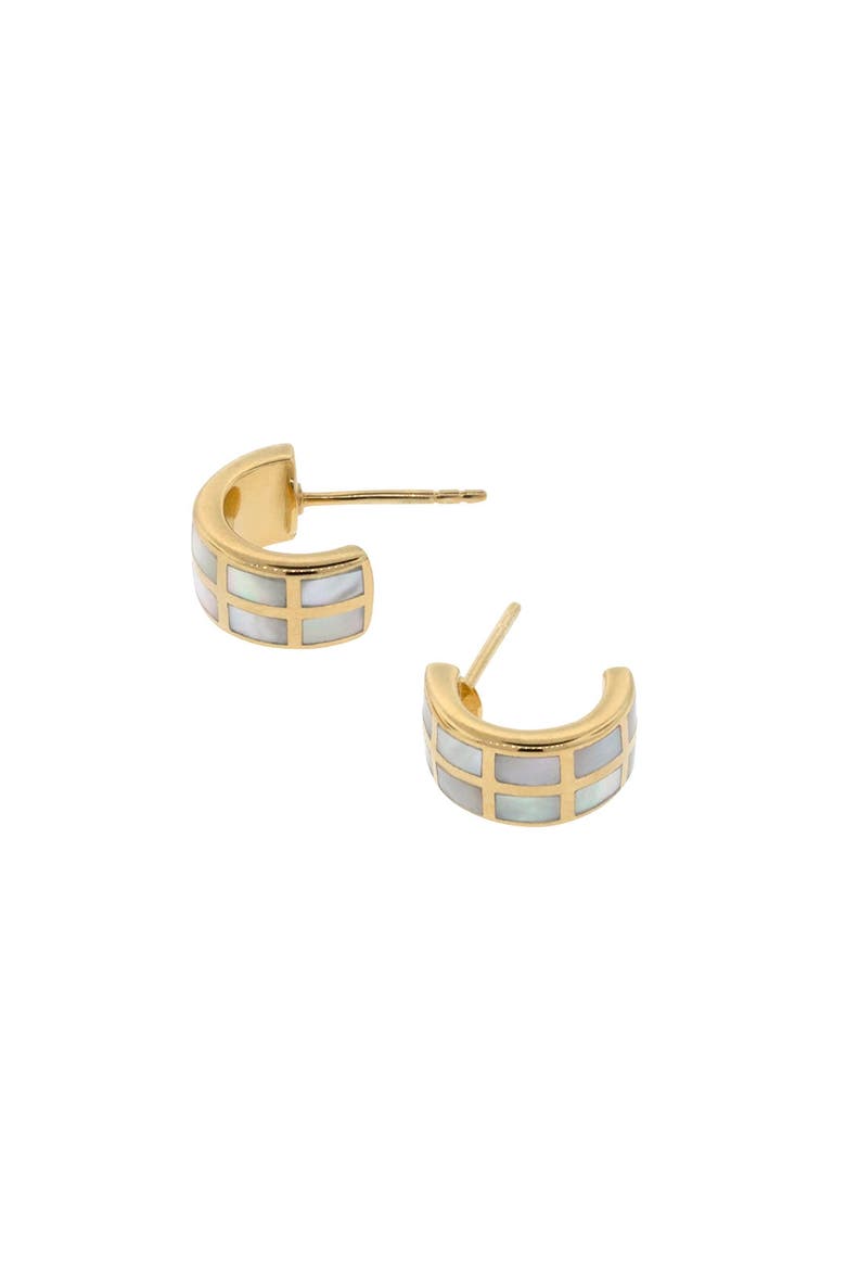 Dash Huggie Earring Set In Sterling With 18K Gold Overlay, Alternate, color, WHITE