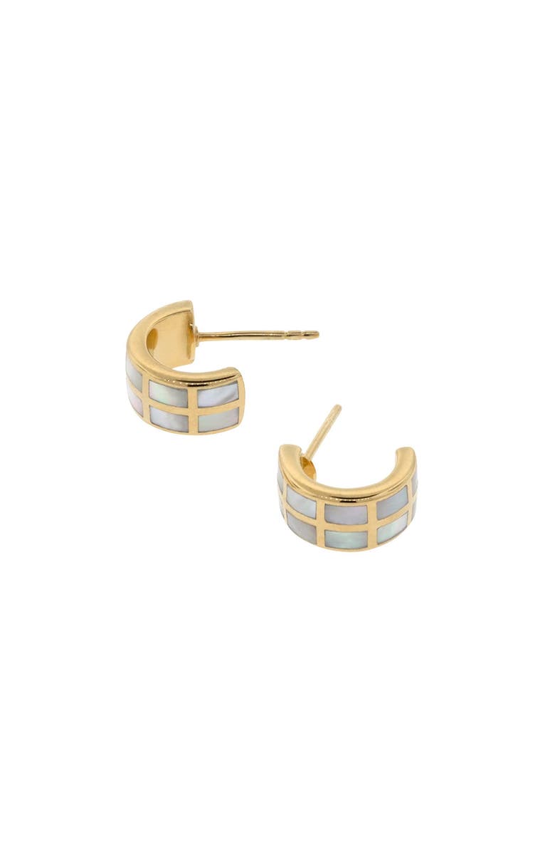Jan Leslie Dash Huggie Earring Set In Sterling With 18K Gold Overlay, Alternate, color, White