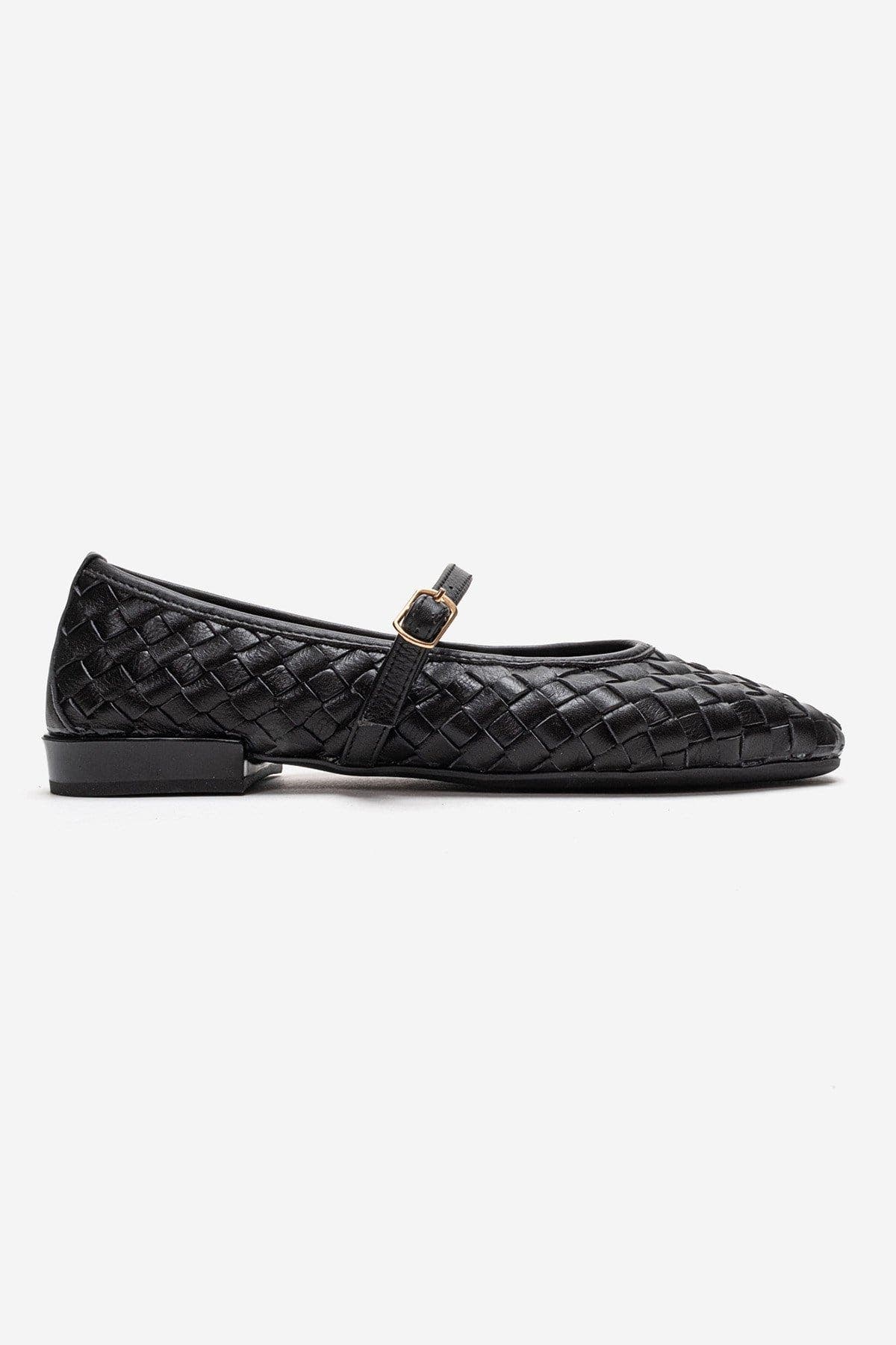 Forever & Always Shoes Yevora Leather Woven Strap Ballet Flat, Alternate, color, Black